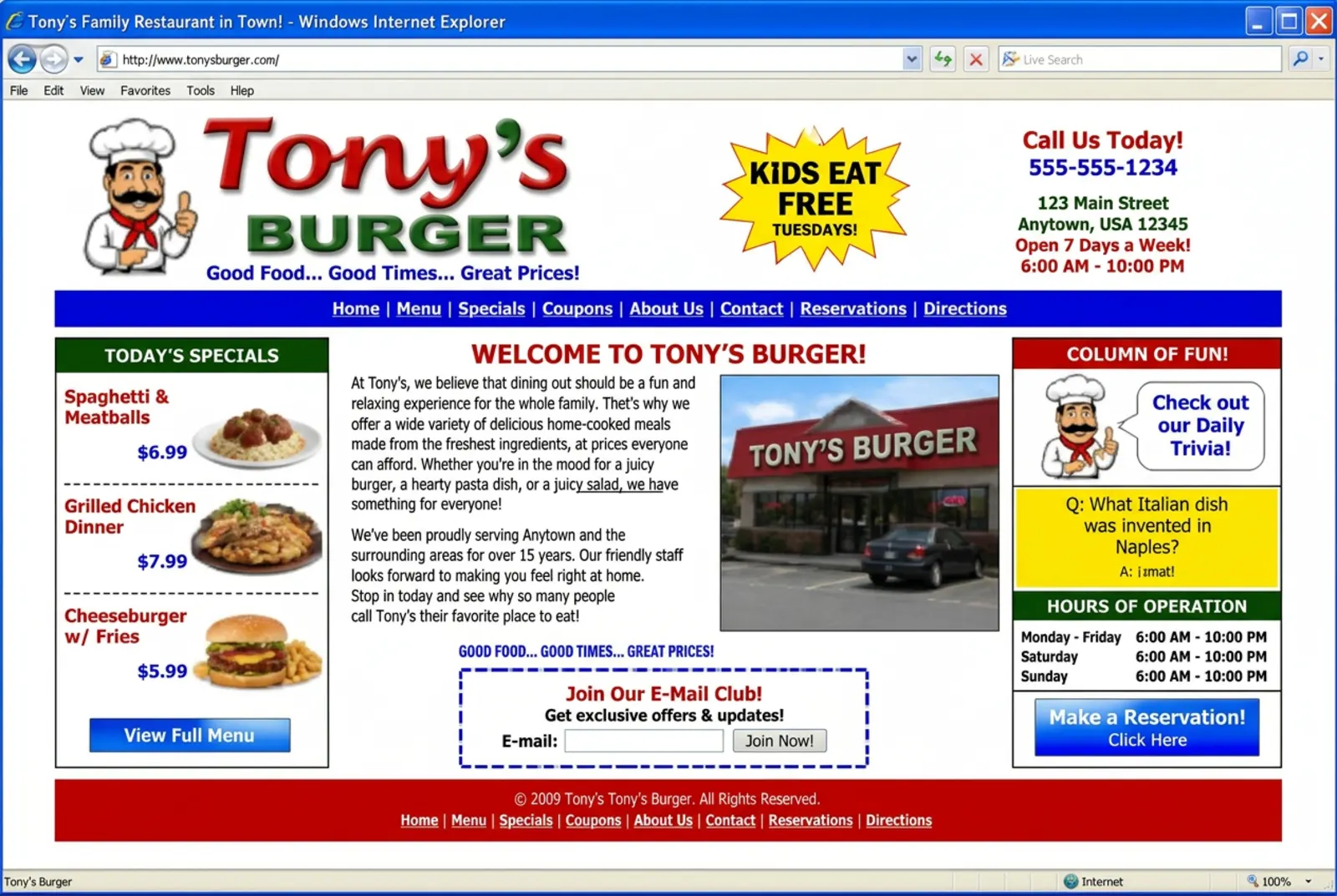 Outdated website before redesign